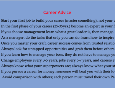 All that Career Advice on a Single Index Card